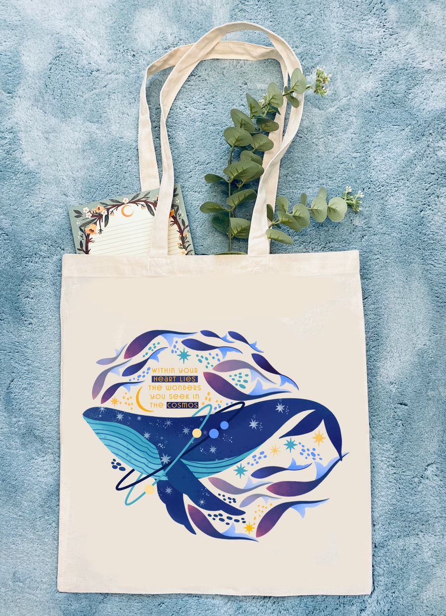 Sky Whale Motive Tote Bag