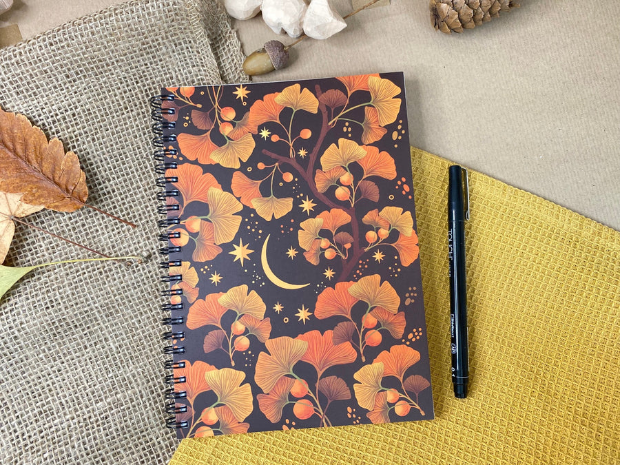 B Grade - Golden Leaf Ginko Lined Notebook
