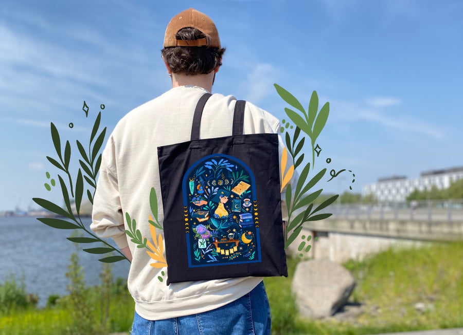 Moon Girl Motive Tote Bag