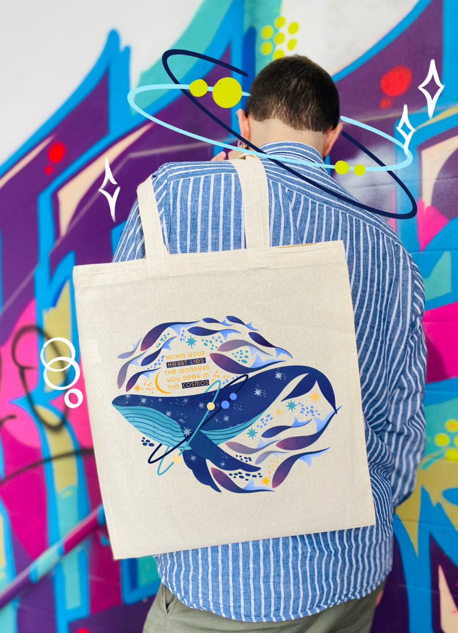 Sky Whale Motive Tote Bag