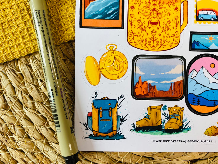 Camping Patches Sticker Sheet