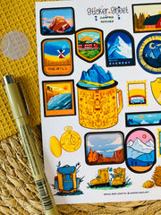 Camping Patches Sticker Sheet