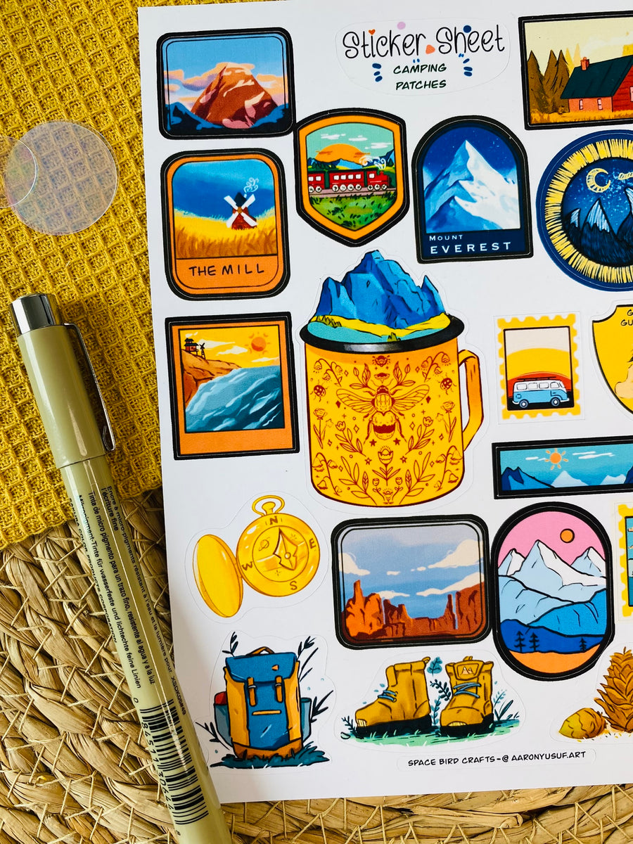 Camping Patches Sticker Sheet