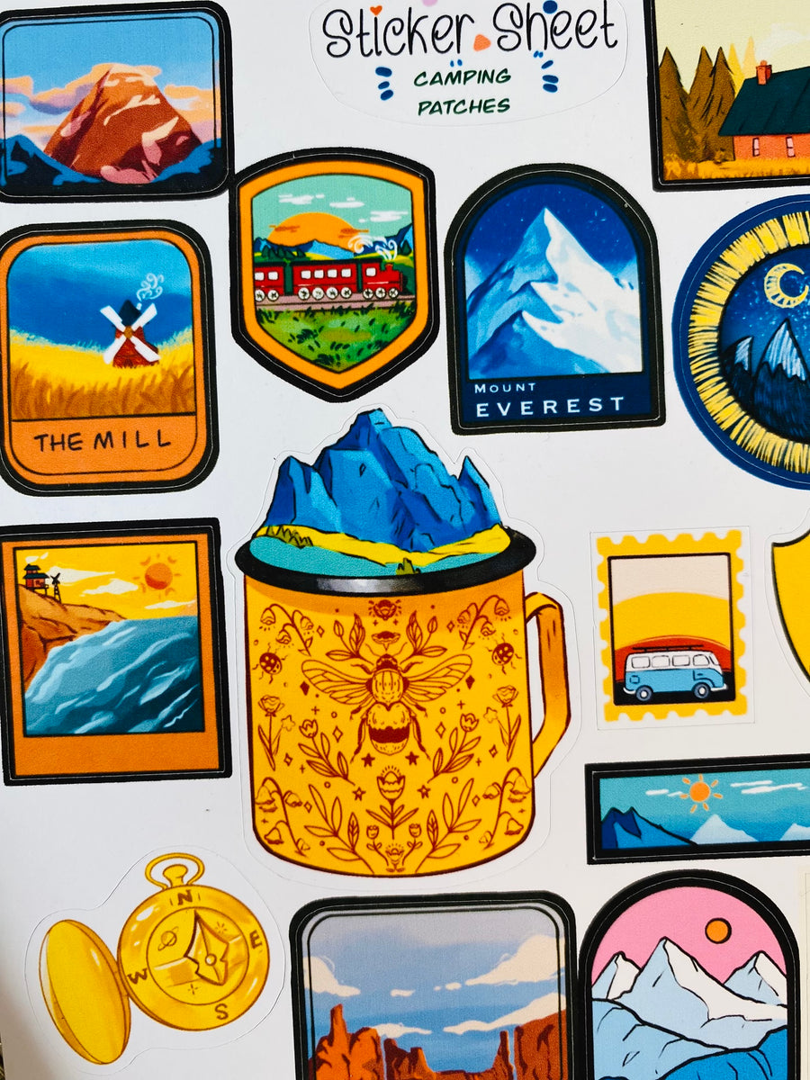 Camping Patches Sticker Sheet