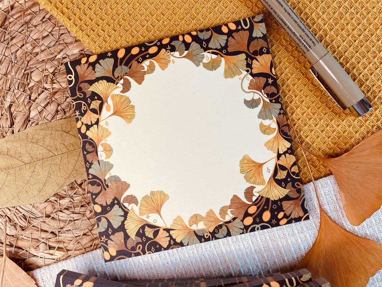 Golden Leaf Ginkgo Memopad Mini Notepads