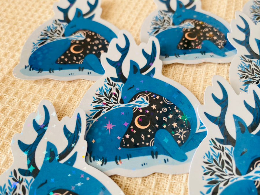 Winter Deer Holographic Vinyl Stickers