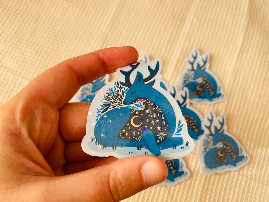 Winter Deer Holographic Vinyl Stickers