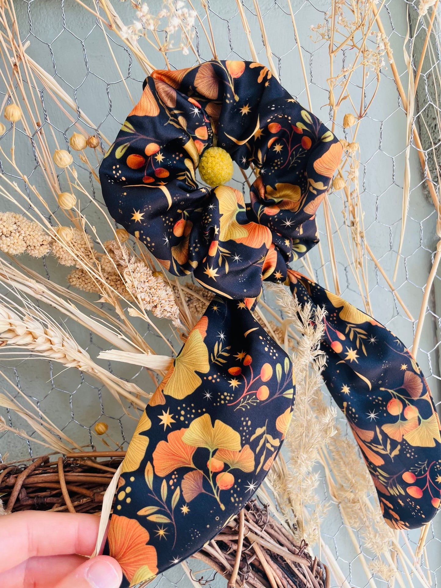 Golden Leaf Ginkgo Scrunchie / Hair Band