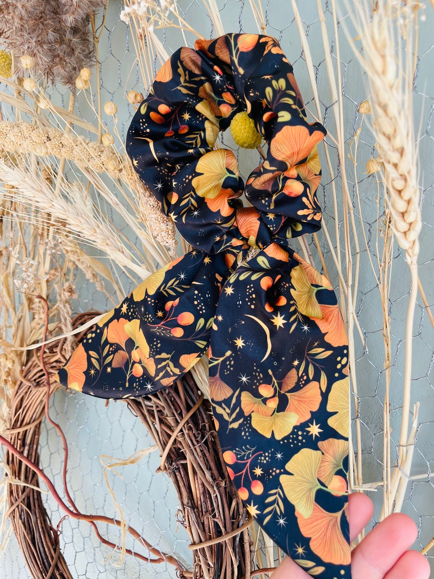 Golden Leaf Ginkgo Scrunchie / Hair Band