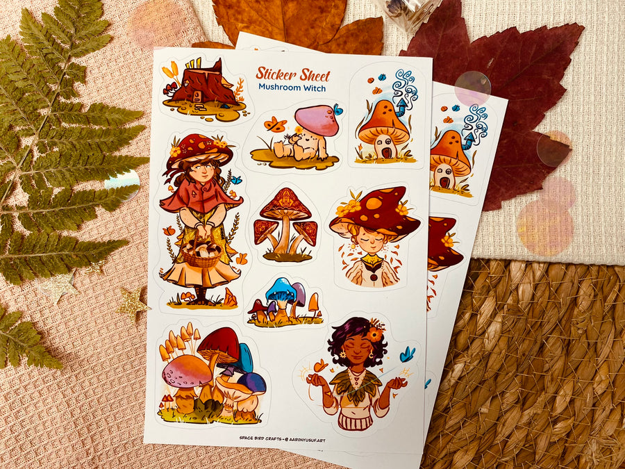 Mushroom Witch Sticker Sheet