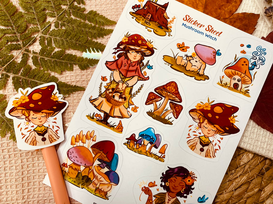 Mushroom Witch Sticker Sheet