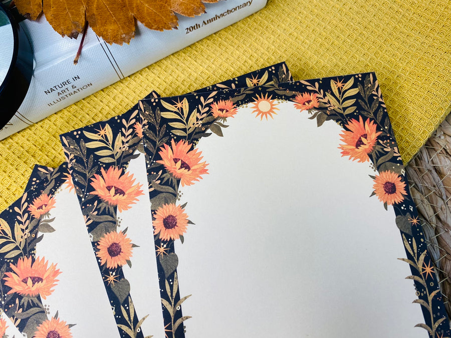 Sun Flower Notepad A6 To-Do List -  Floral Planner