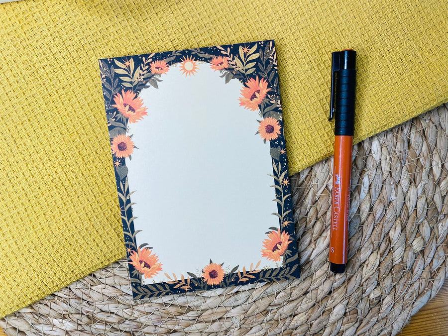Sun Flower Notepad A6 To-Do List -  Floral Planner