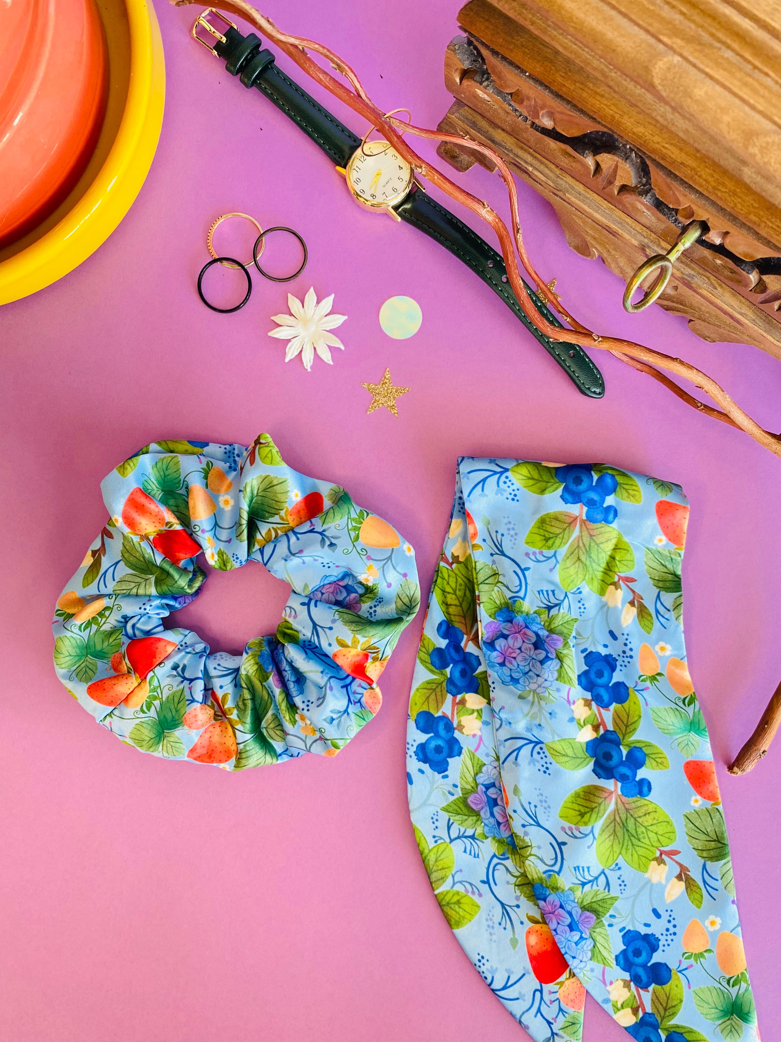 Blueberry, Strawberry Scrunchie  / Hair Band