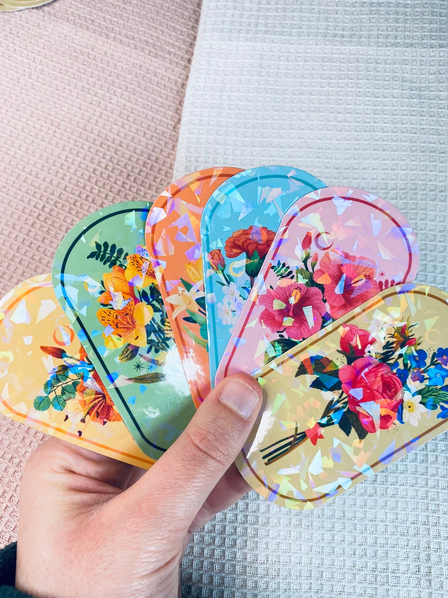 Floral Bouqets Holographic Vinyl Stickers