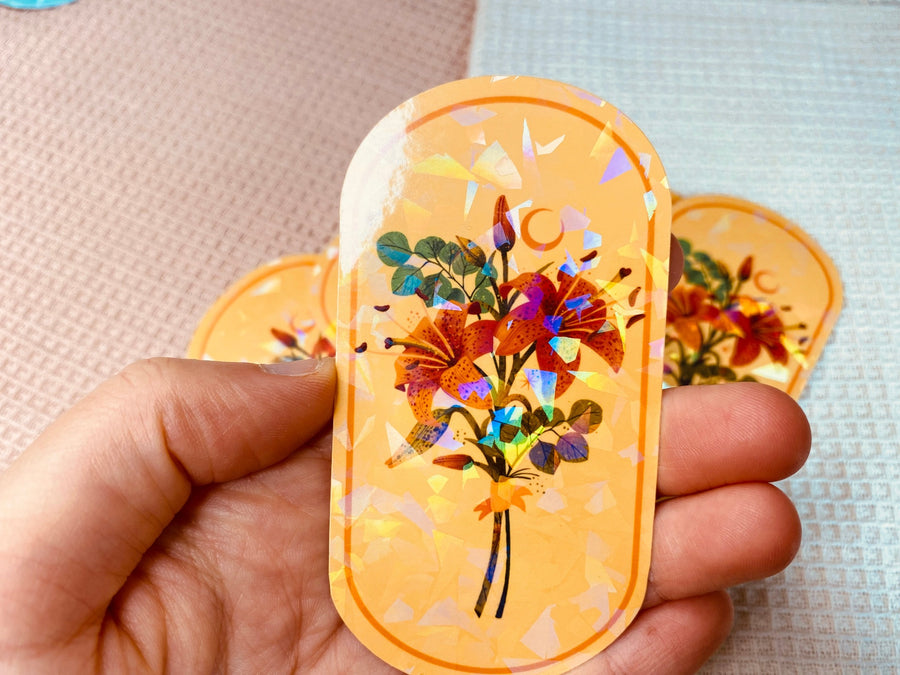 Floral  Bouqets Holographic Vinyl Stickers