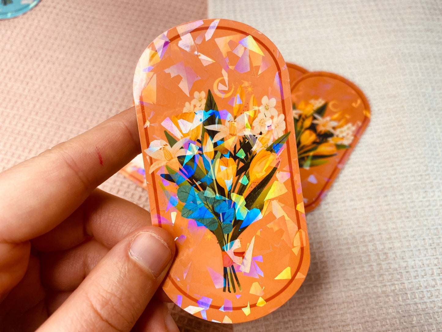 Floral Bouqets Holographic Vinyl Stickers