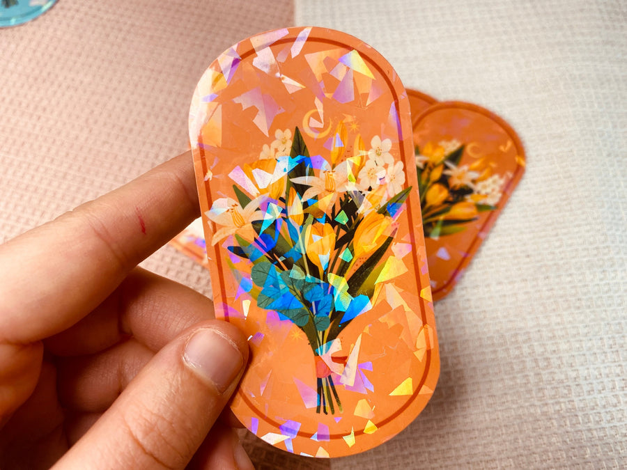 Floral  Bouqets Holographic Vinyl Stickers