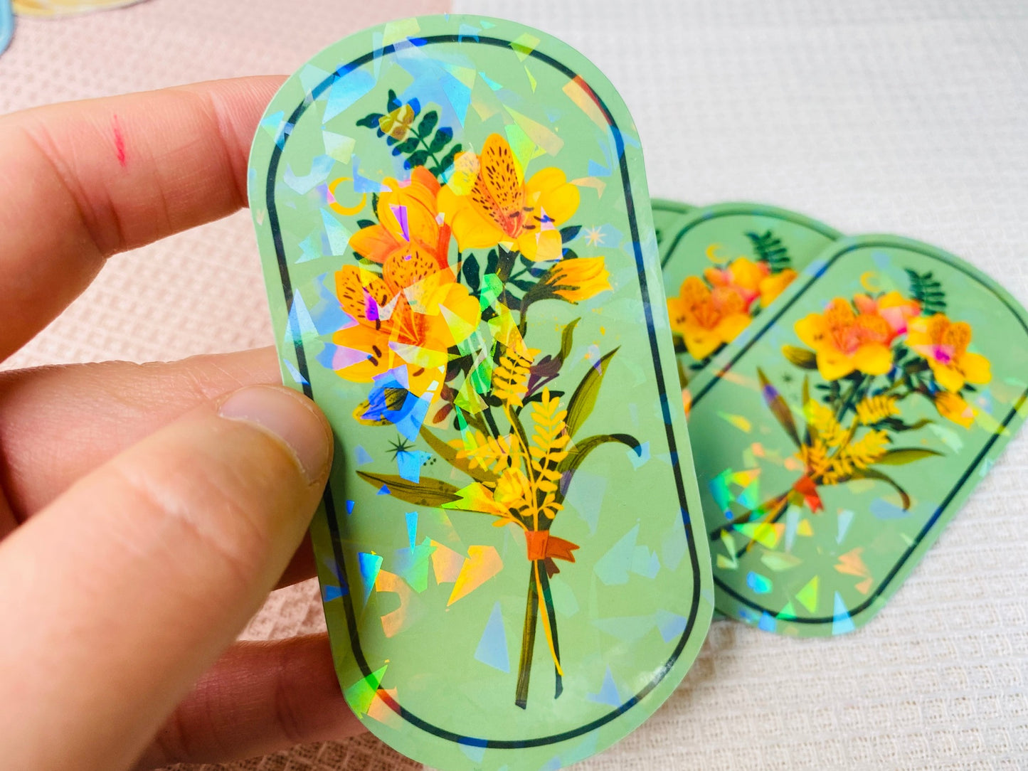 Floral Bouqets Holographic Vinyl Stickers