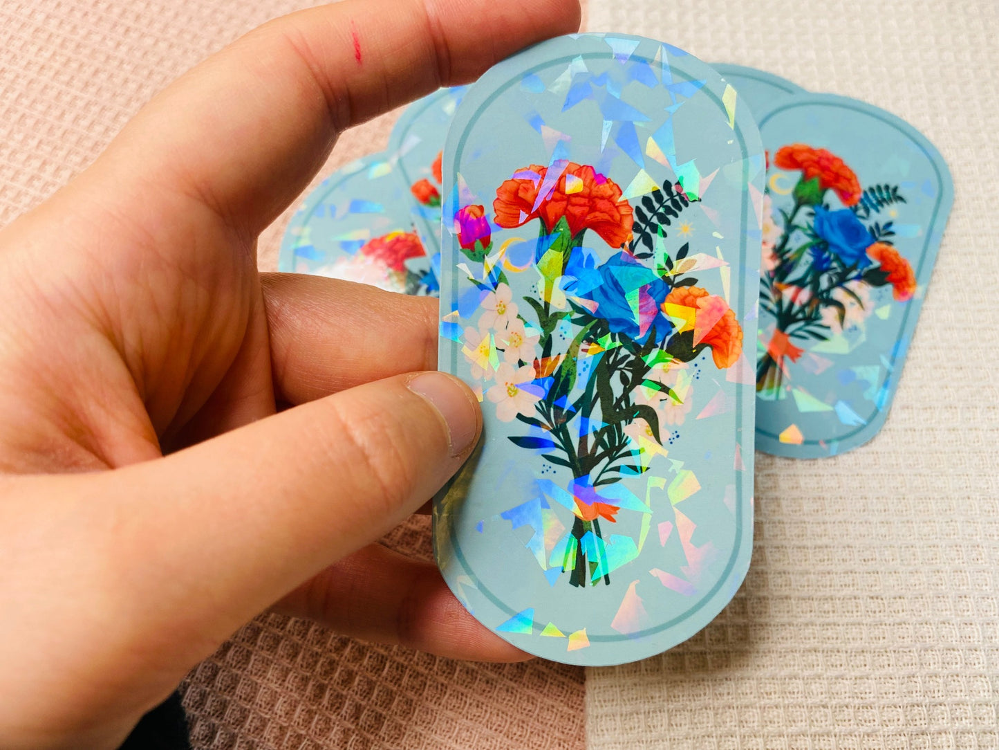 Floral Bouqets Holographic Vinyl Stickers