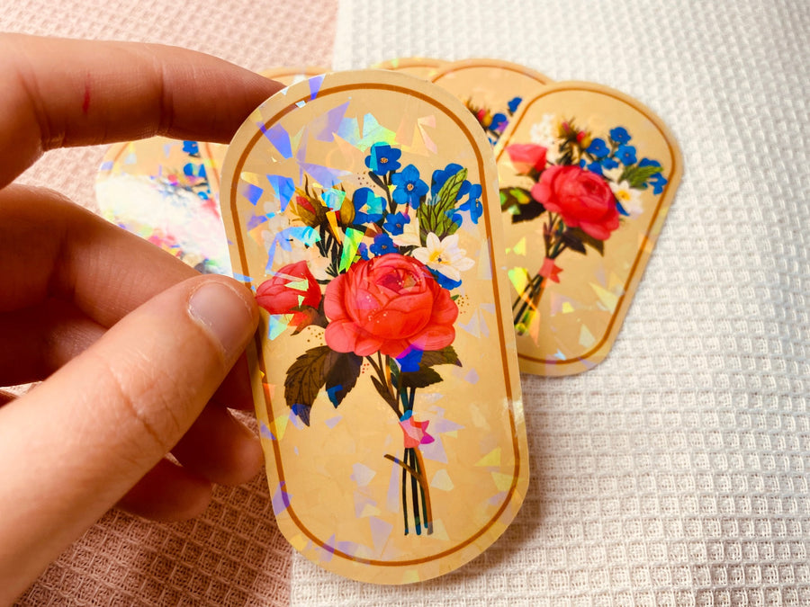 Floral  Bouqets Holographic Vinyl Stickers
