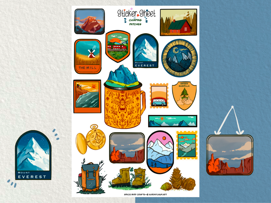 Camping Patches Sticker Sheet