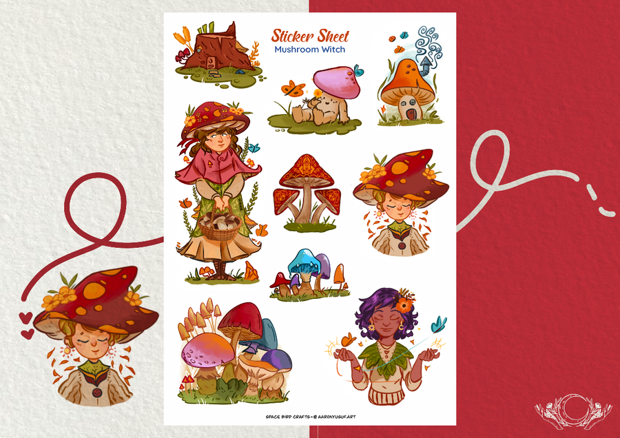 Mushroom Witch Sticker Sheet
