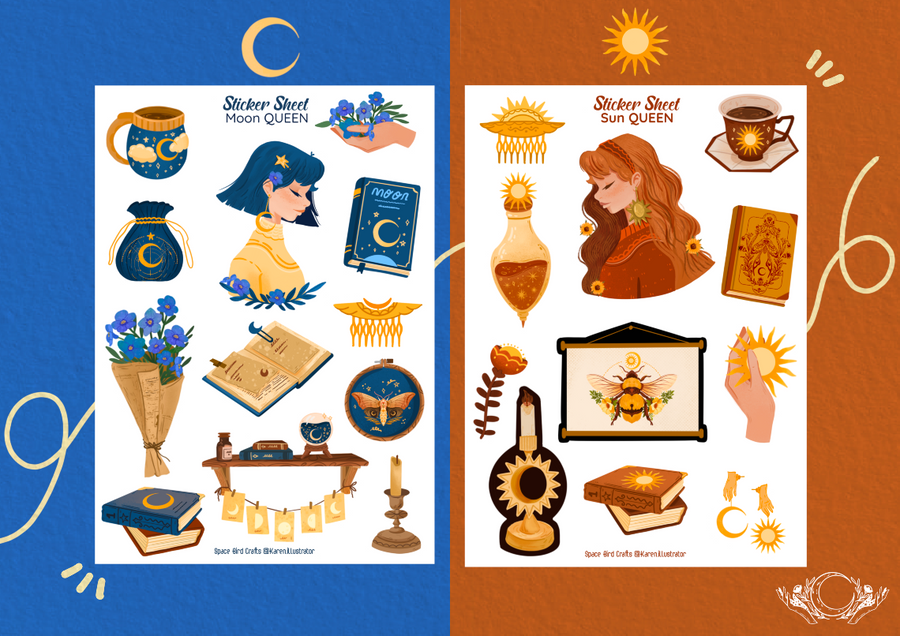 Sun and Moon Queen Sticker Sheet