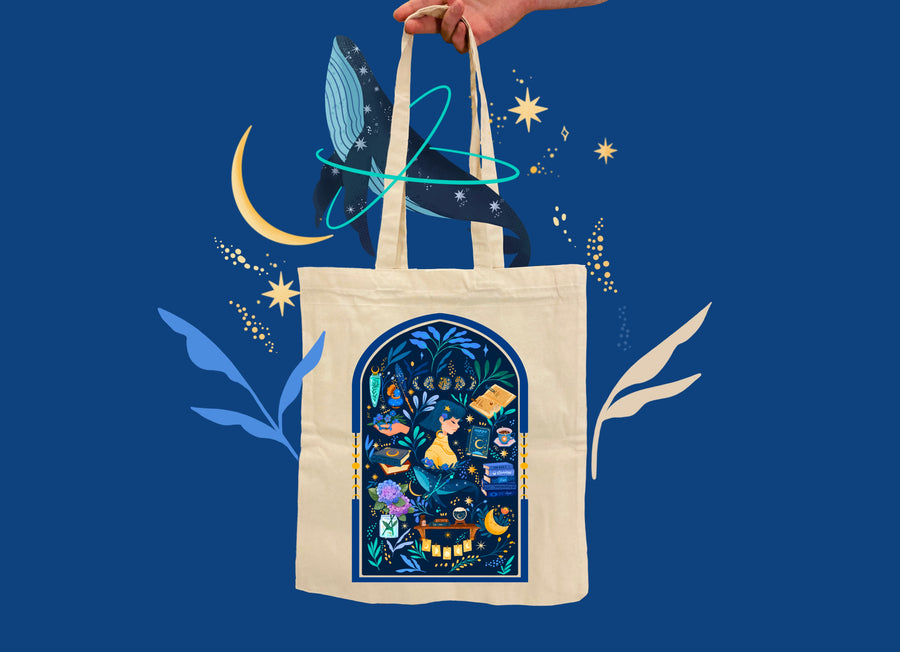 Moon Girl Motive Tote Bag