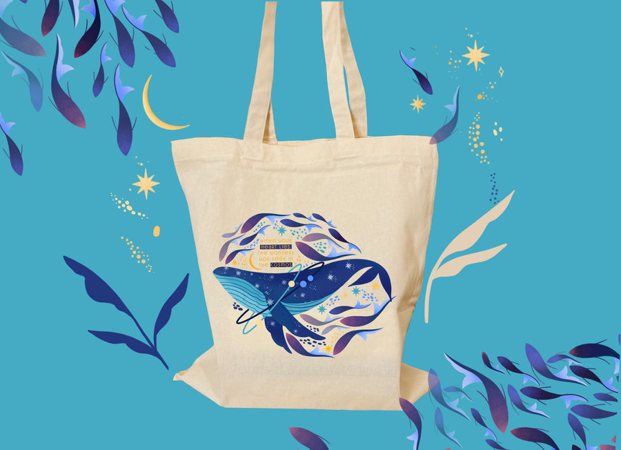 Sky Whale Motive Tote Bag