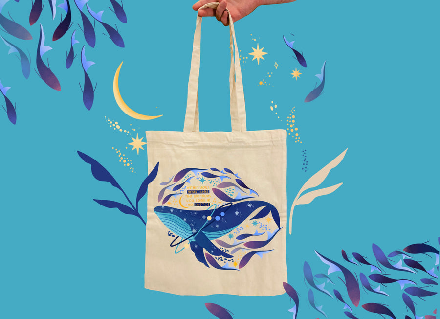 Sky Whale Motive Tote Bag