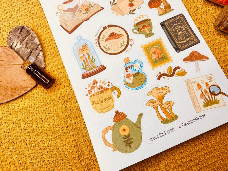 Vintage Mushrooms Sticker Sheet