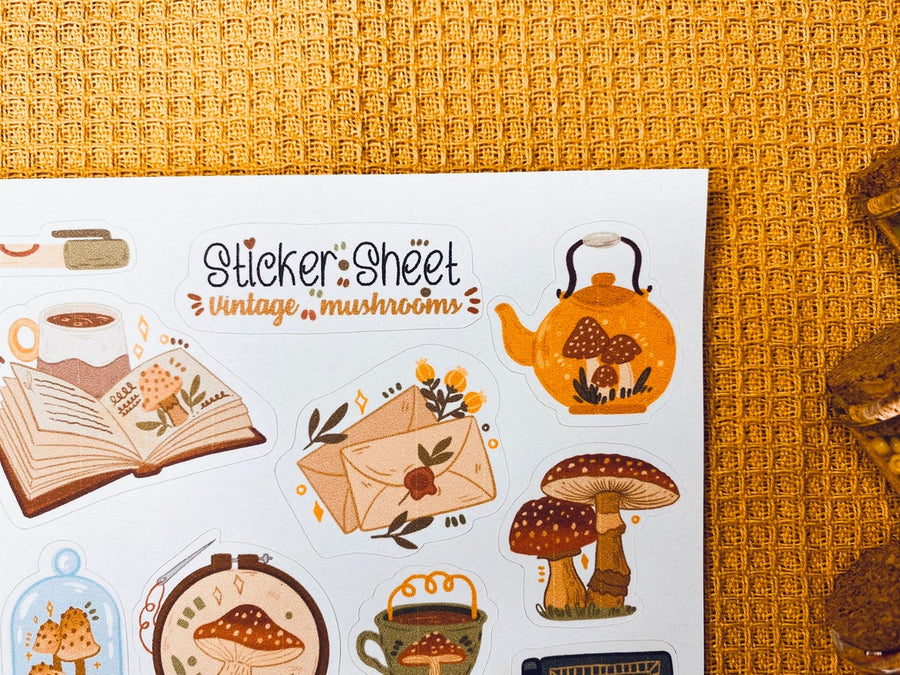 Vintage Mushrooms Sticker Sheet