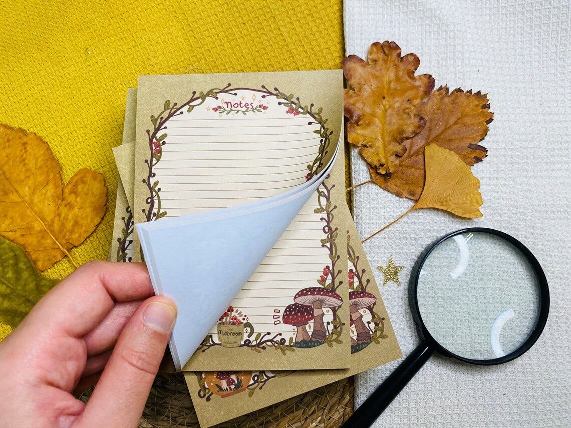 Vintage Mushroom Notepad A6 To-Do List