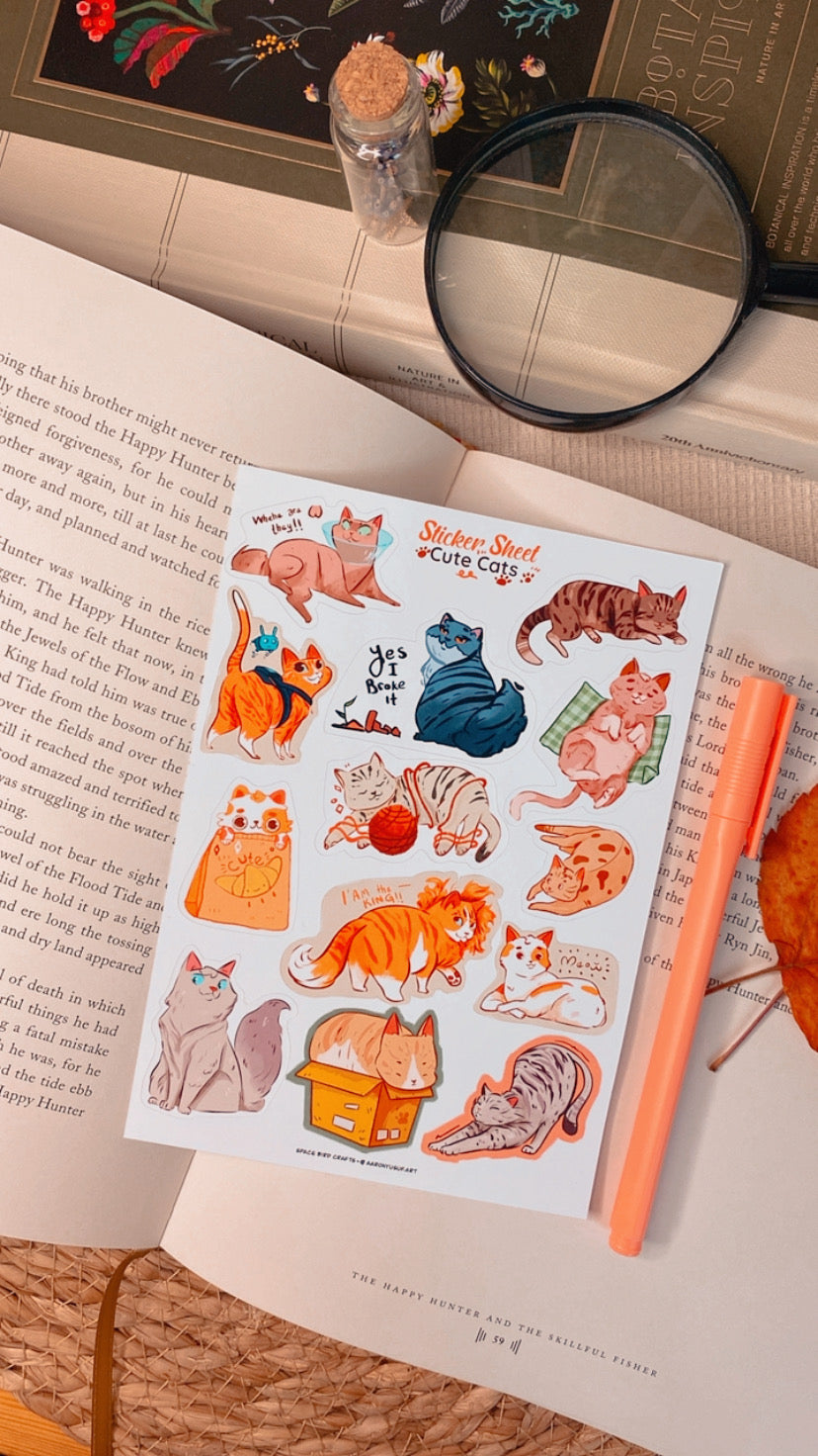 Cute Cat Sticker Sheet