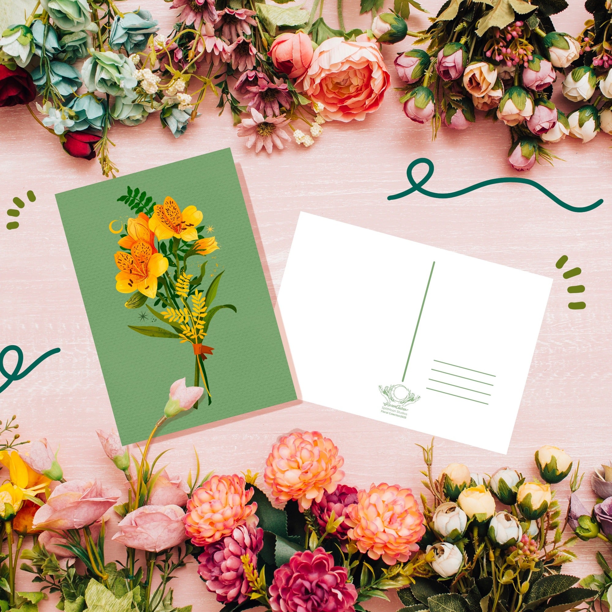 A Set of Floral Bouquets Post Cards
