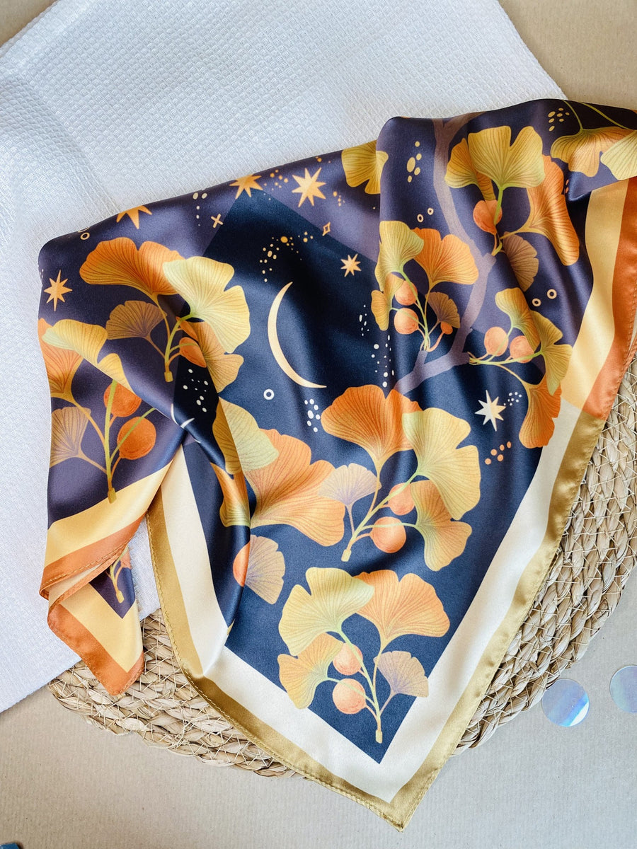 Golden Leaf Ginko Motive Scarf