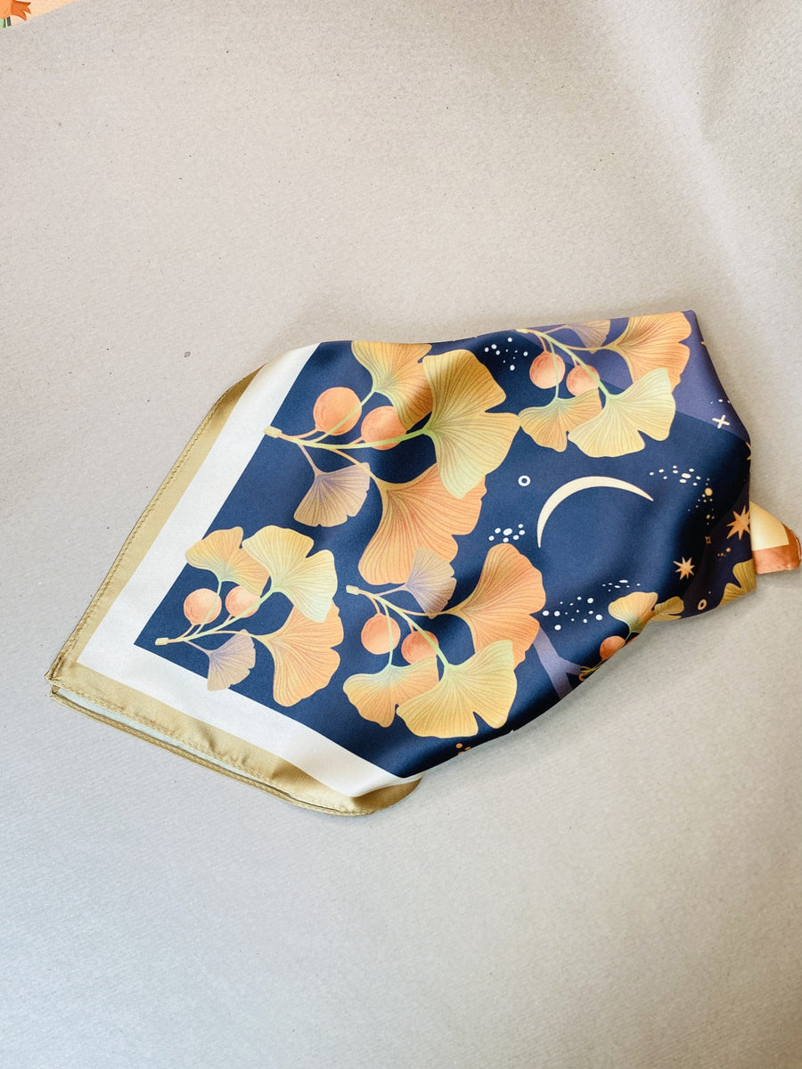 Golden Leaf Ginko Motive Scarf