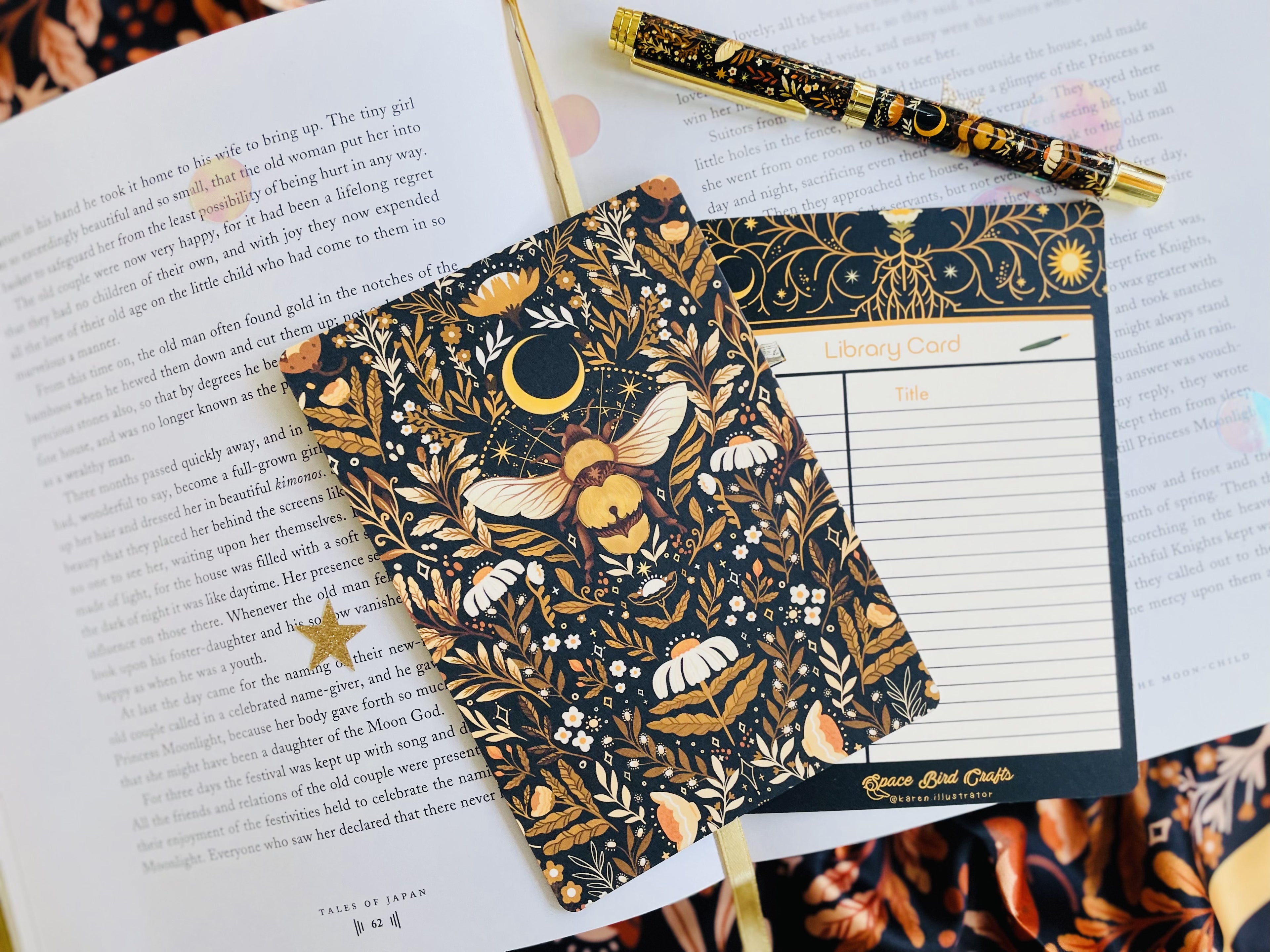 Queen Bee Reading Bookmark Library Card