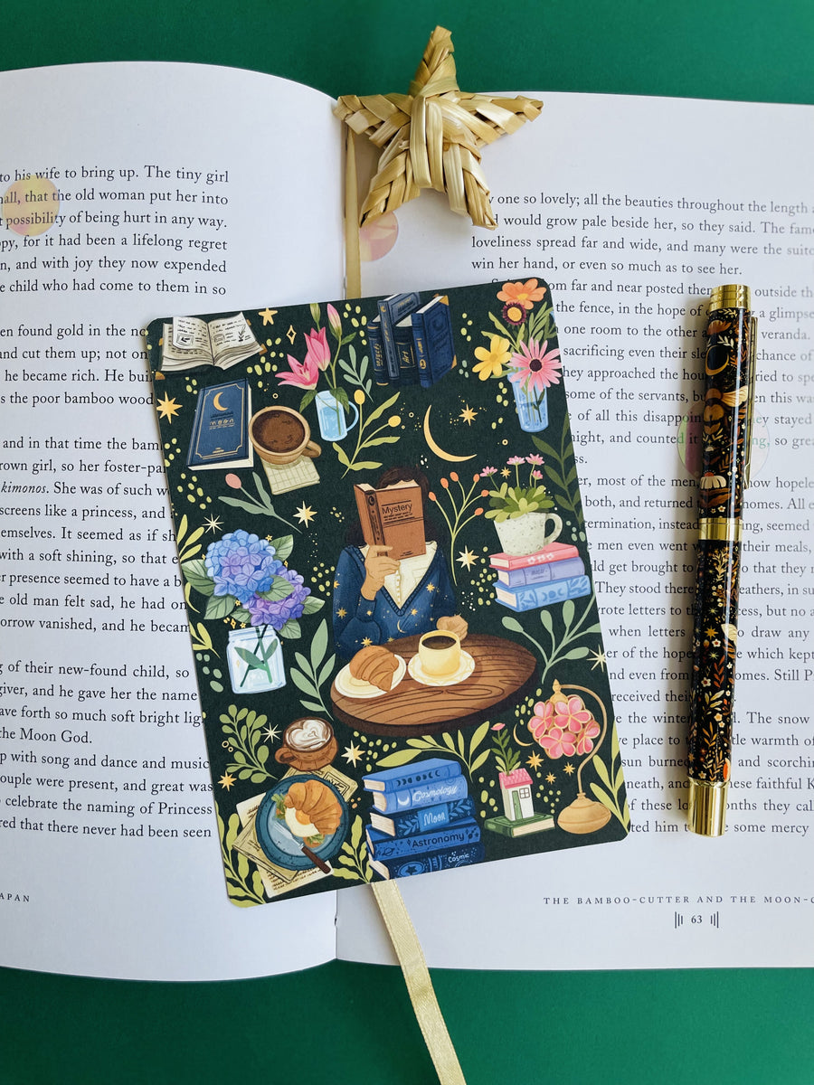 Coffee Time Reading Bookmark Library Card