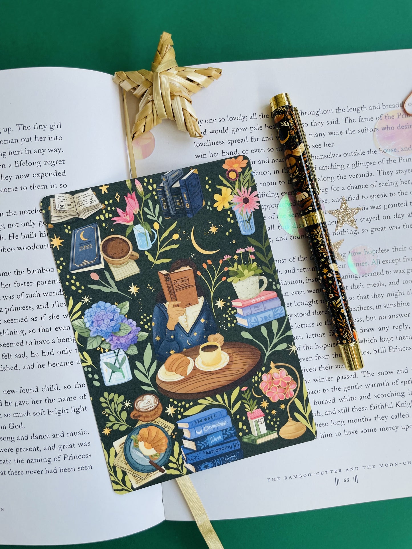 Coffee Time Reading Bookmark Library Card
