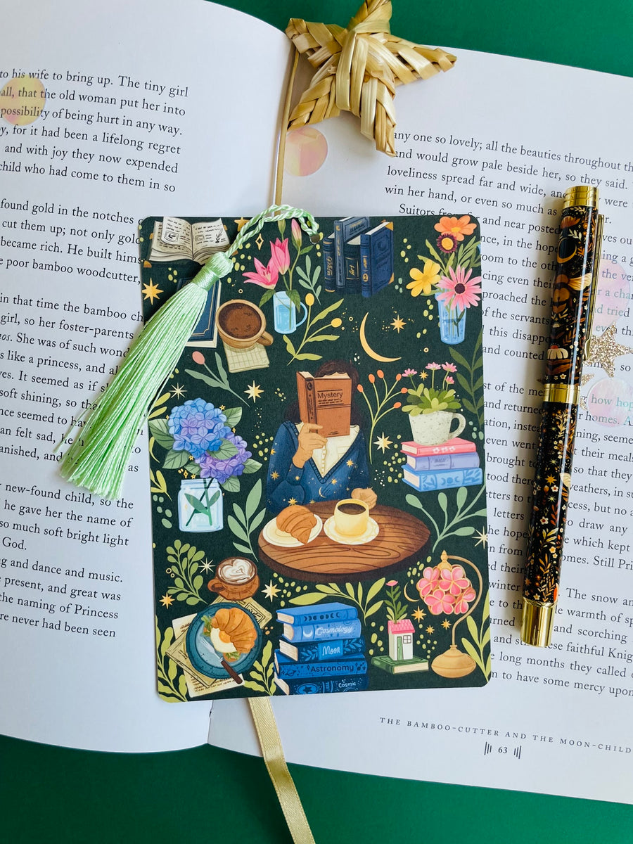 Coffee Time Reading Bookmark Library Card