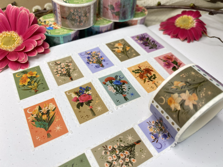 Flower Bouqet Stamp Washi Tape