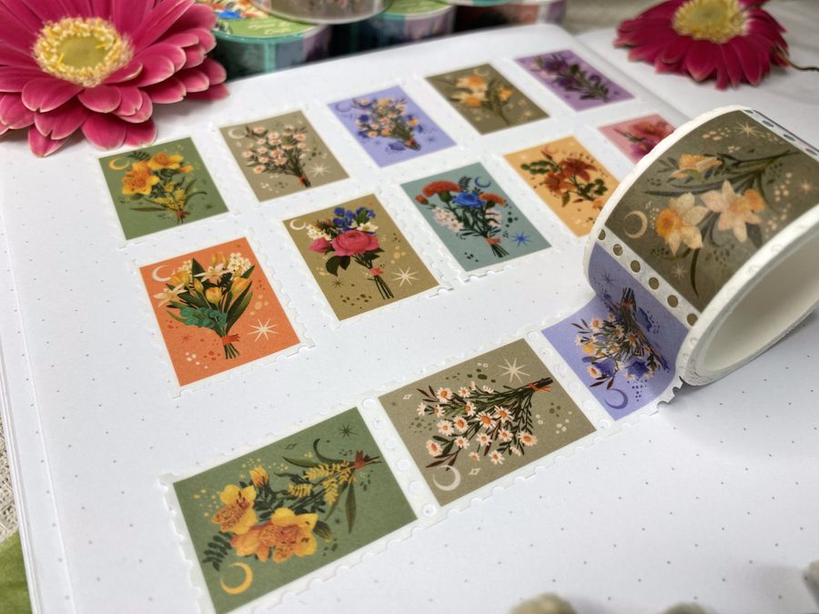 Flower Bouqet Stamp Washi Tape