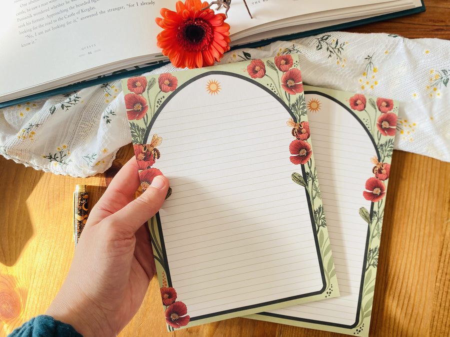 Popy Flower Letter Paper - Notepad A5 To Do