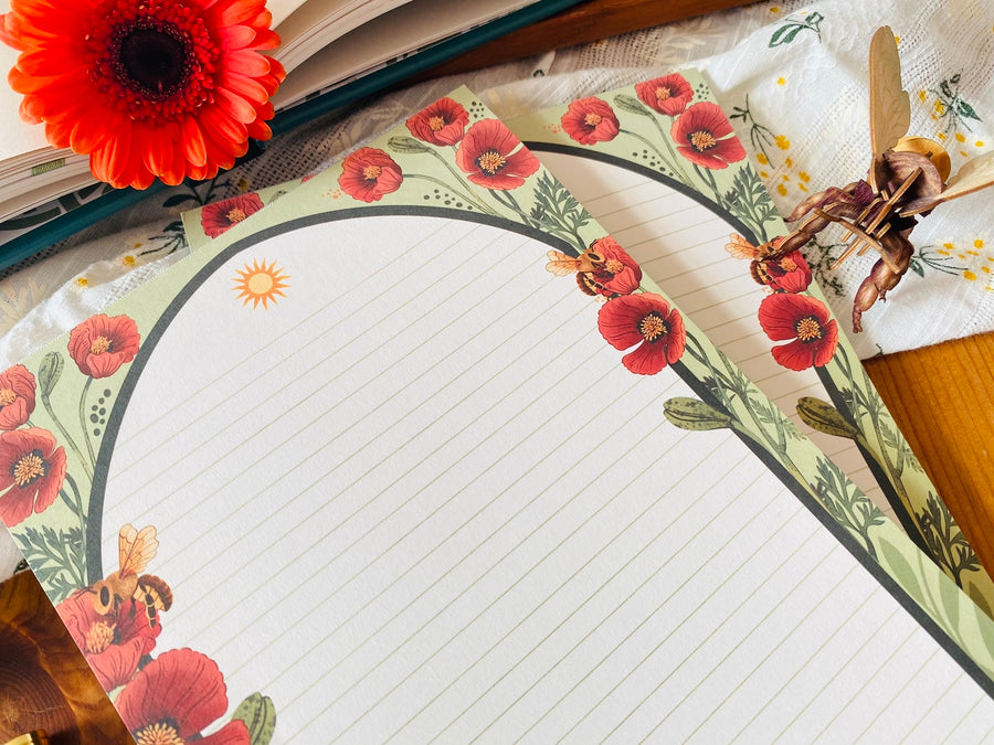 Popy Flower Letter Paper - Notepad A5 To Do