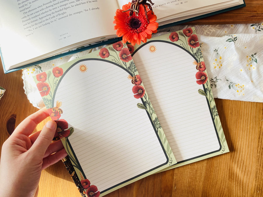 Popy Flower Letter Paper - Notepad A5 To Do