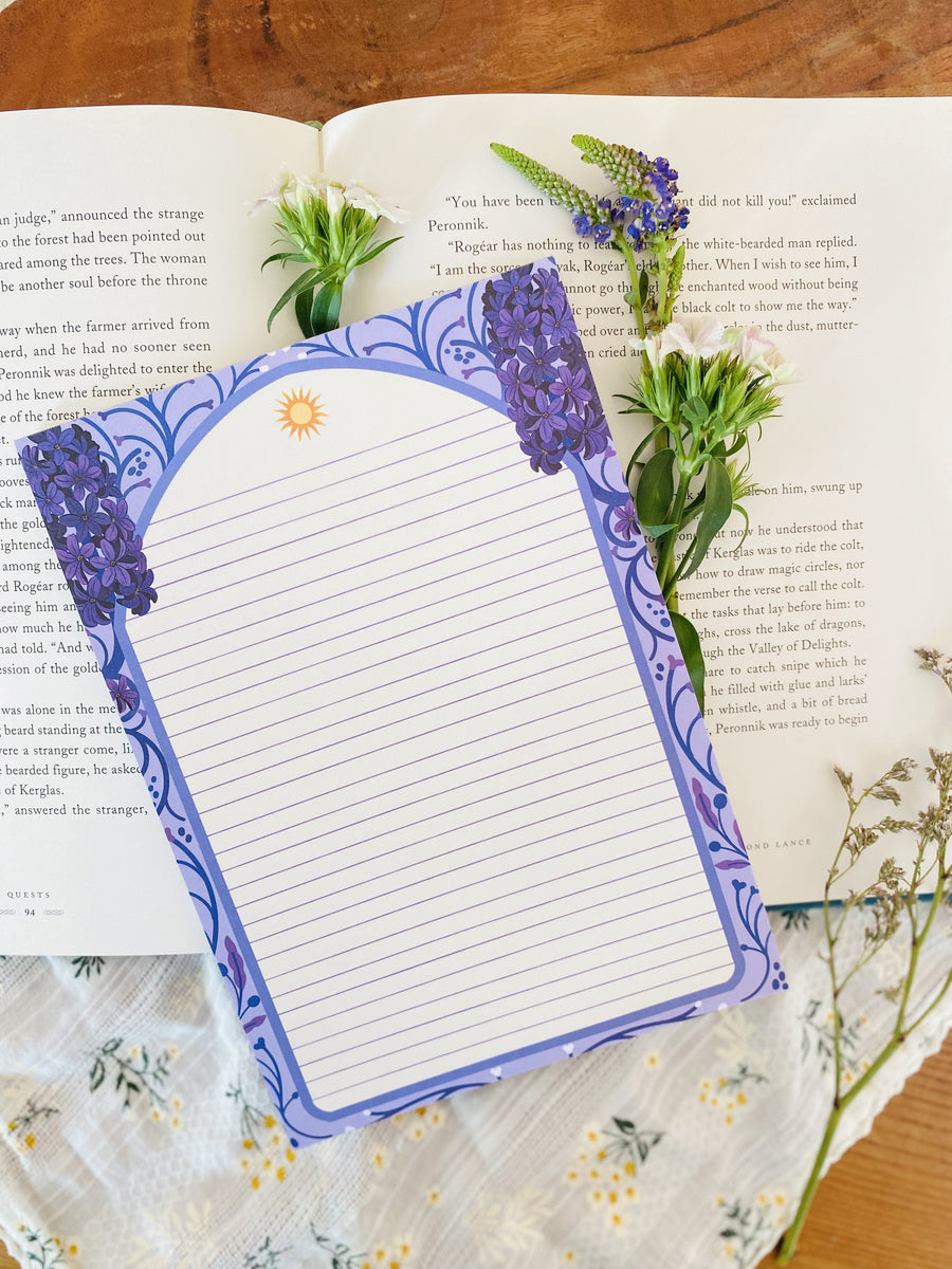 Purple Flower Letter Paper - Notepad A5 To Do