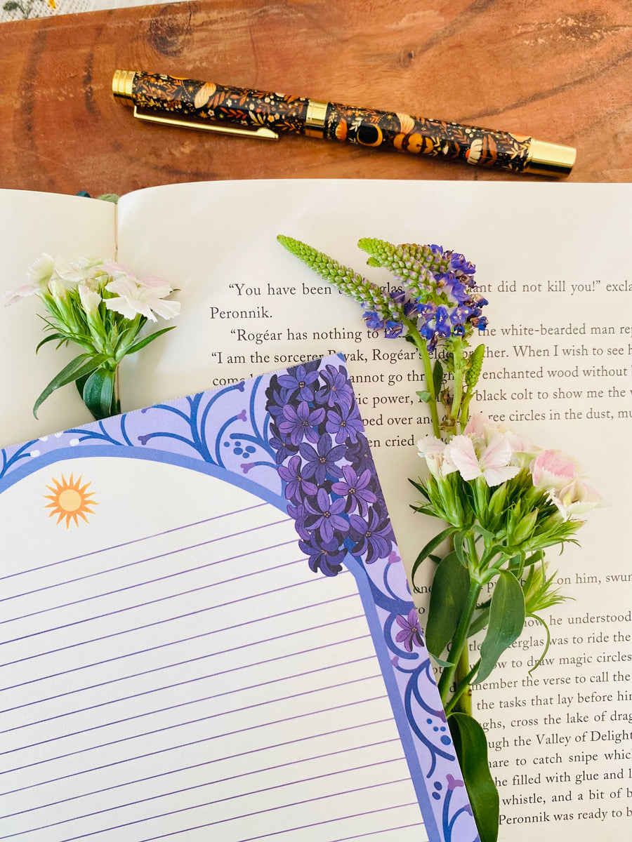 Purple Flower Letter Paper - Notepad A5 To Do