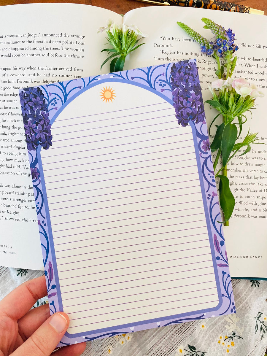 Purple Flower Letter Paper - Notepad A5 To Do